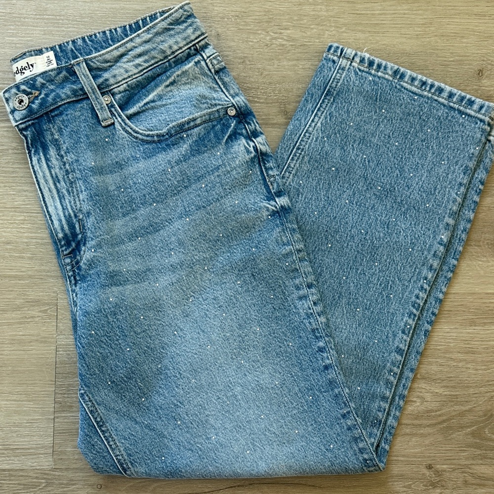 Edge Women's Light Blue Sparkle Straight Jeans